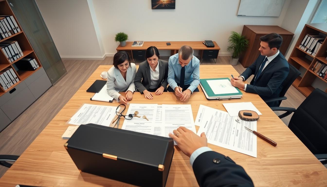 Family reviewing legal documents